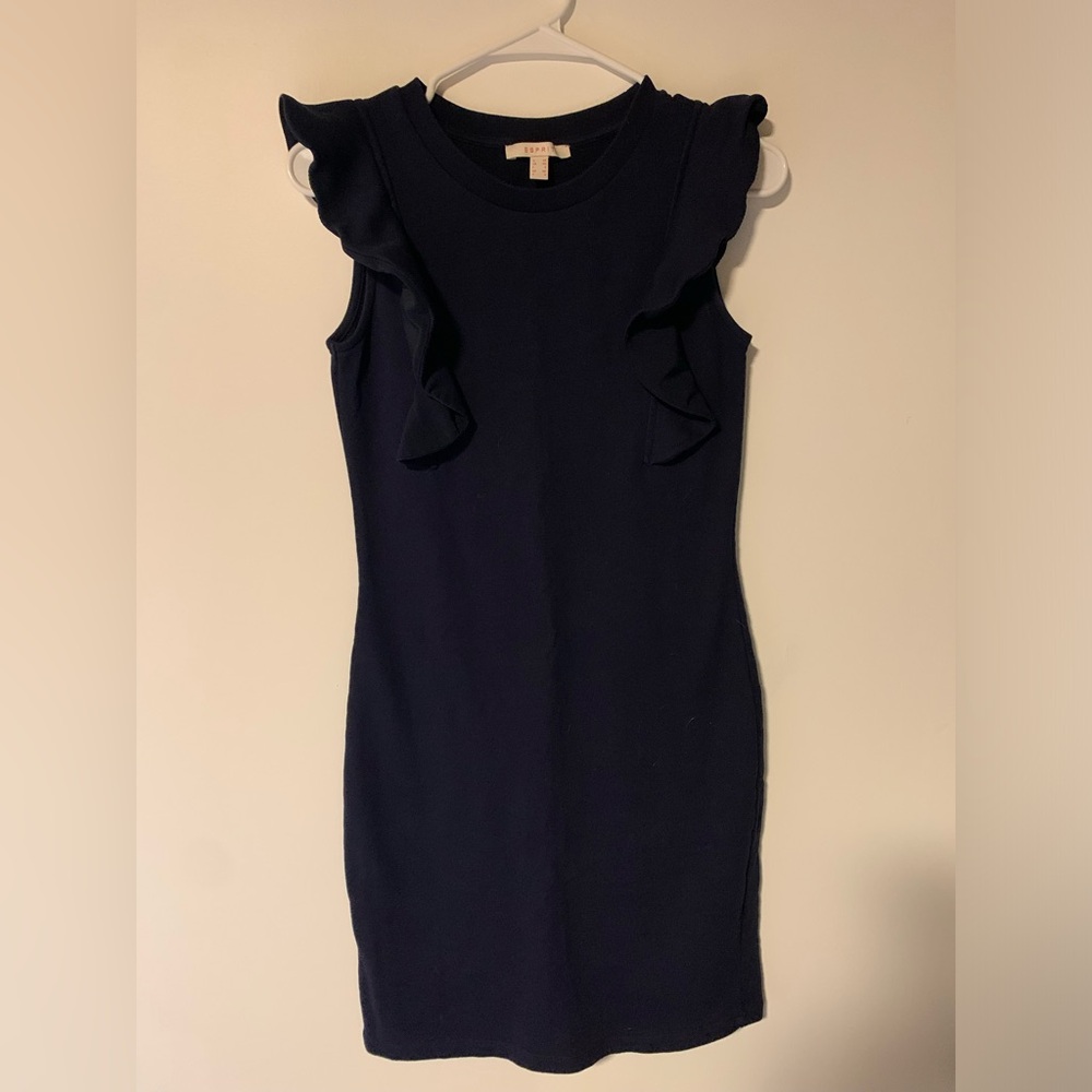 Esprit navy sleeveless dress with ruffle detail